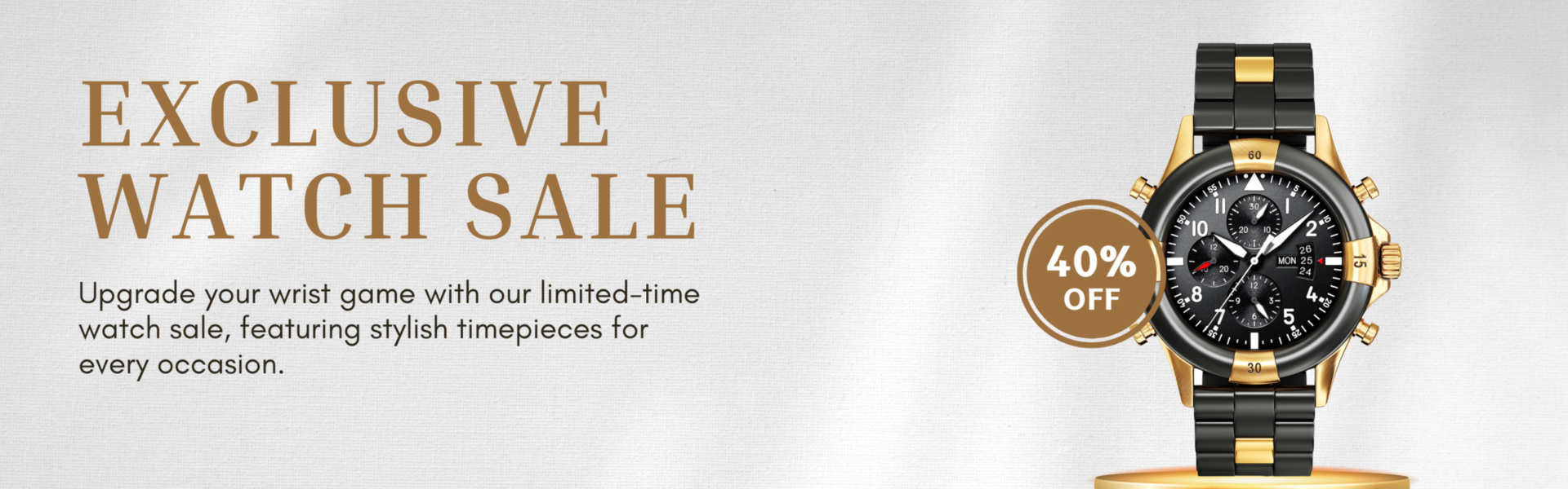 beige & grey minimalist watch sale banner (landscape)
