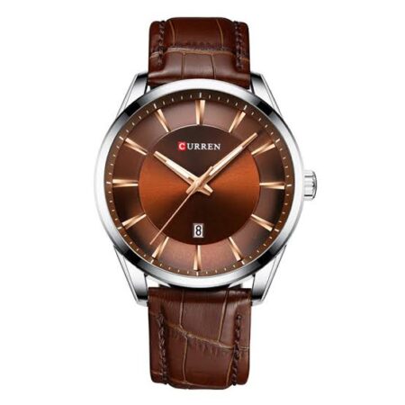 curren brown leather |strap mens elegant dress watch